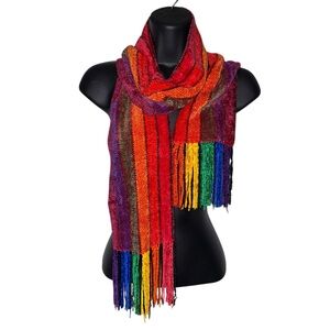 Rainbow Scarf w Fringe Super Soft Versatile